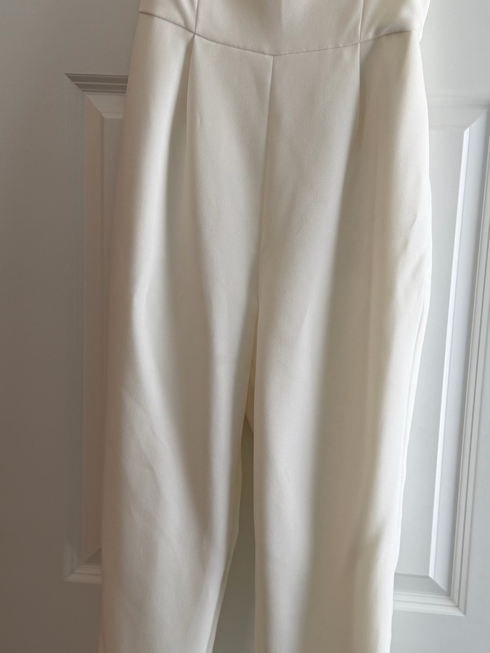 Women's High-Waist Cream Wide-Leg Jumpsuit Pants